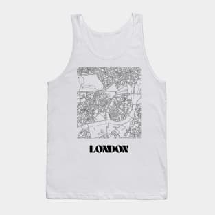 Retro Map of London, England Minimalist Line Drawing Tank Top